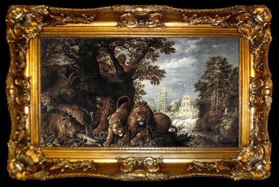 framed  Roelant Savery Landscape with Wild Animals, ta009-2